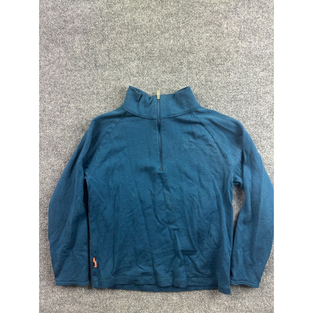 Icebreaker Merino Quarter Zip Top Kids 11-12 Years Teal Blue Midweight Pullover